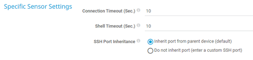 Specific Sensor Settings Specific Sensor Settings